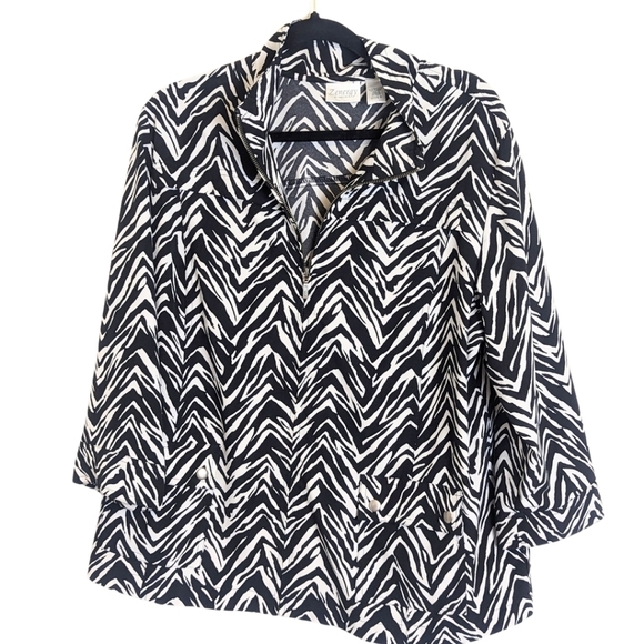 Chico's Energy Zebra Print Chic360 Zipper Front Jacket Women's Large - Picture 1 of 10